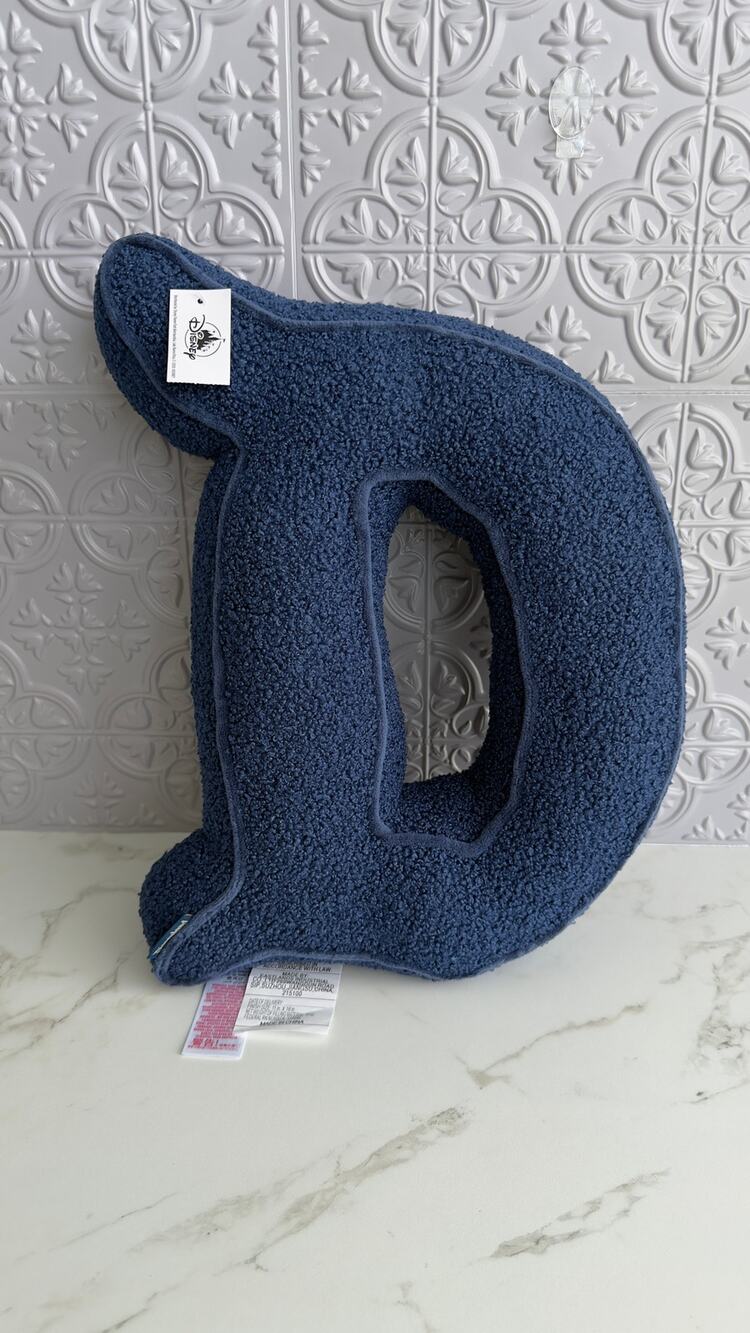 Disneyland 70th Anniversary Vault Collection Blue Sherpa "D" Letter Pillow NEW